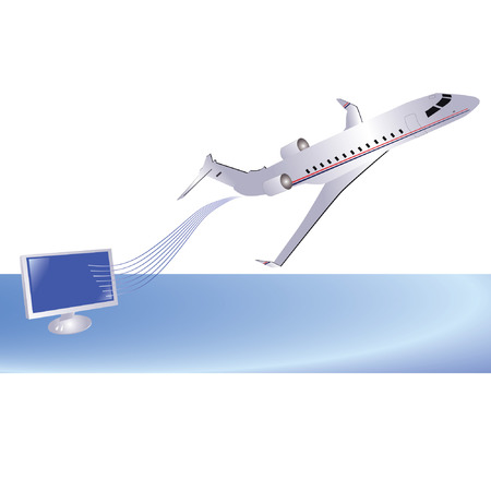 Template with airplane and computerのイラスト素材