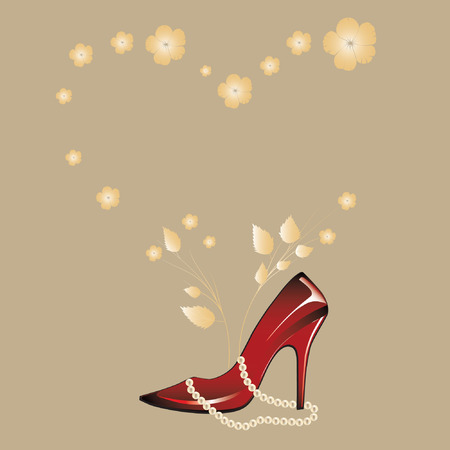 Red glossy woman shoeのイラスト素材