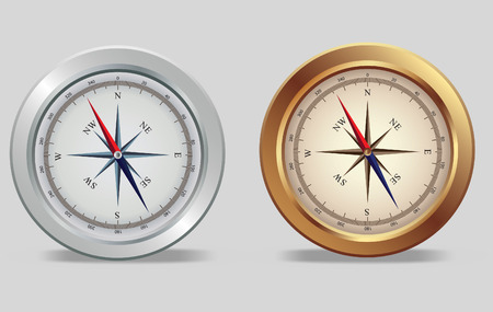  illustration of a silver avd bronze compasses のイラスト素材