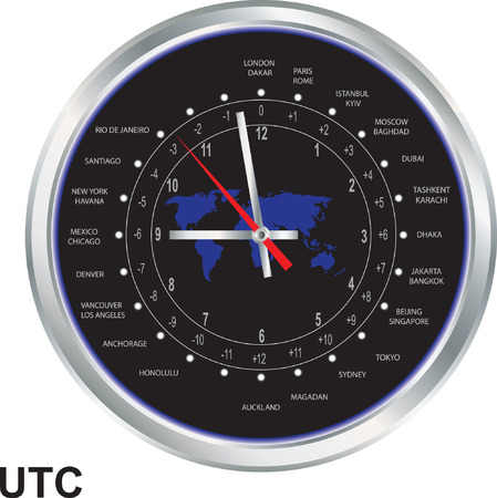 Silver clock with time zonesのイラスト素材