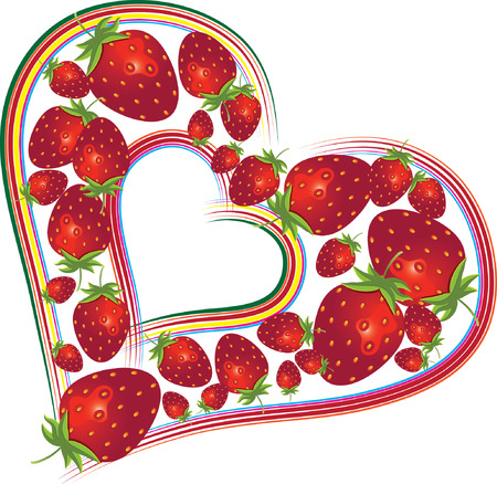 Valentines Day background with hearts, strawberries, element for design,  illustration のイラスト素材
