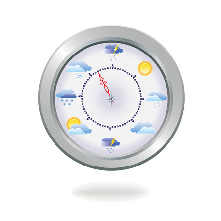 a clock with weather iconsのイラスト素材