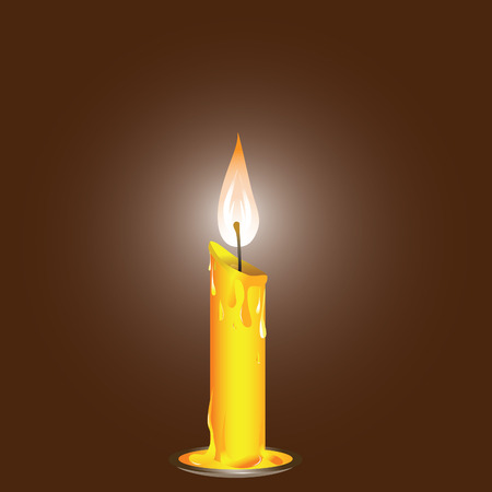 Vector illustration, realistic candle on the saucer . のイラスト素材