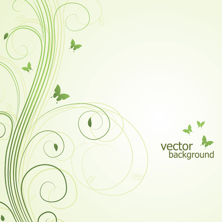 Abstract floral background with butterfly. illustration.のイラスト素材