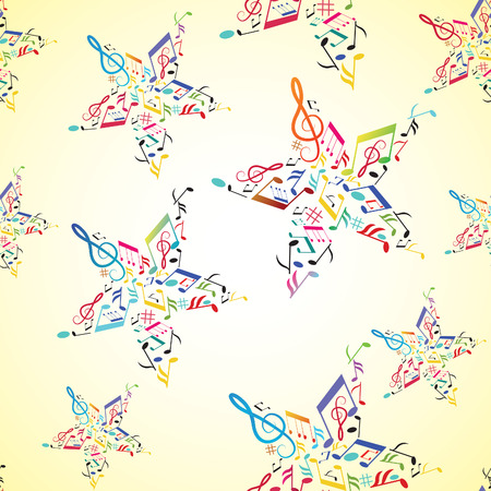 Music seamless background with note inside star. illustration.のイラスト素材