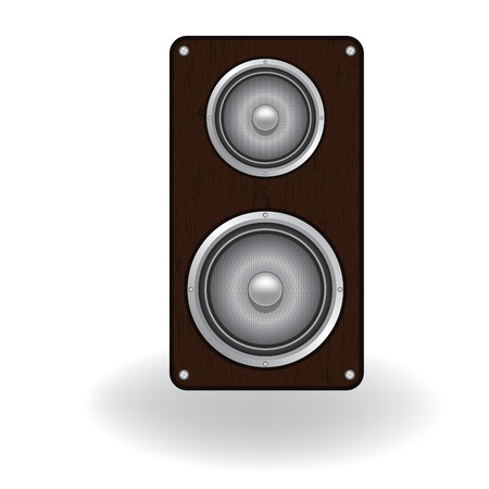 Wooden loud speaker isolated on white , vector illustration. Element for design.のイラスト素材