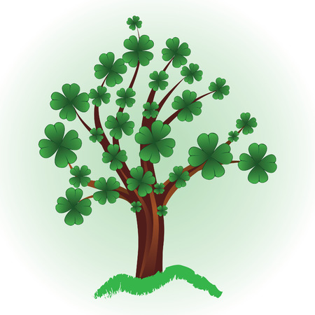 Art tree for St. Patrick's Day with four leaf clover. Element for design. Vector illustration.のイラスト素材