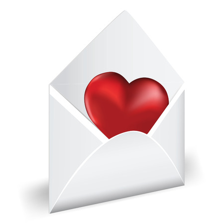 Open envelope with red heart. Love mail. Vector illustration.のイラスト素材
