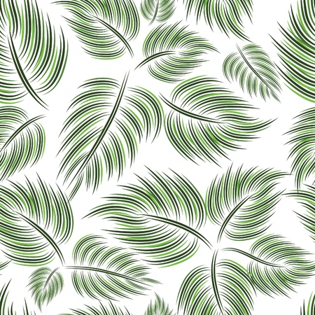 Seamless pattern with green leaf leaves on white backgroundのイラスト素材