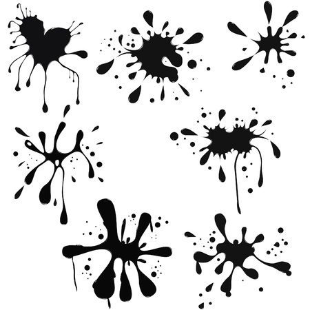 black ink blot. Glossy splash, droplet.のイラスト素材
