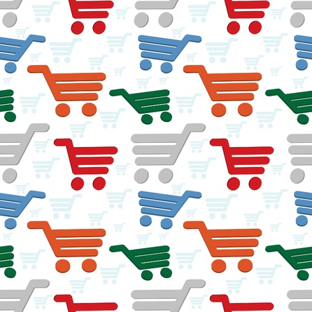 Seamless shop background with shop cartのイラスト素材