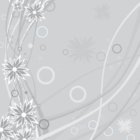 Floral background with grunge flower with curl and border. Spring nature illustration. Filigree flourishesのイラスト素材