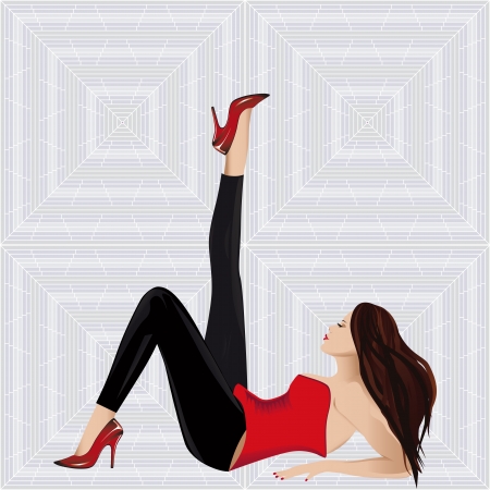 Beautiful up leg of woman in fashion shoe on seamless background の写真素材