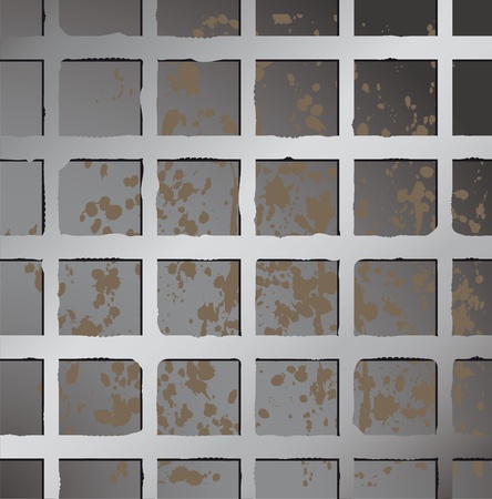 Metal texture seamless wallpaper. Metallic square fence background. Rusty backgrop.のイラスト素材