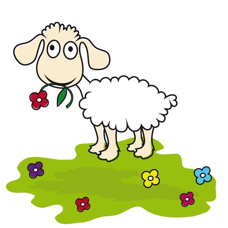 Cartoon sheep, vector lamb. Funny mammal.のイラスト素材