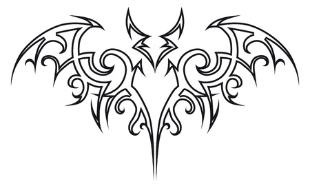 Vector tattoo bat tribal. Design element. Halloween illustration.のイラスト素材