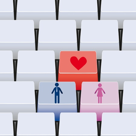3d love button for couple on keyboard. Cute background.のイラスト素材