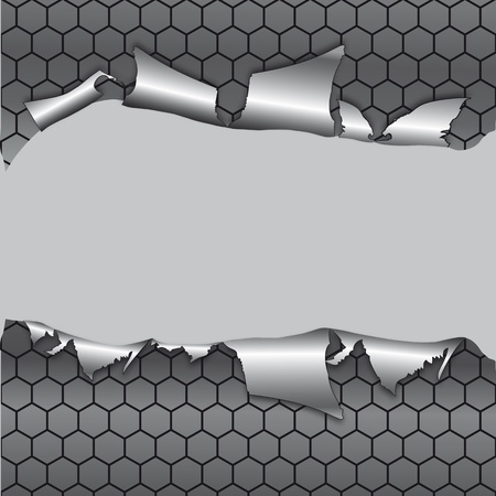 Hexagon metallic background, hole in the metal paperのイラスト素材