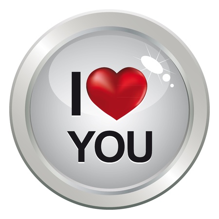 3d love glossy heart button for couple . Cute valentine illustration.のイラスト素材