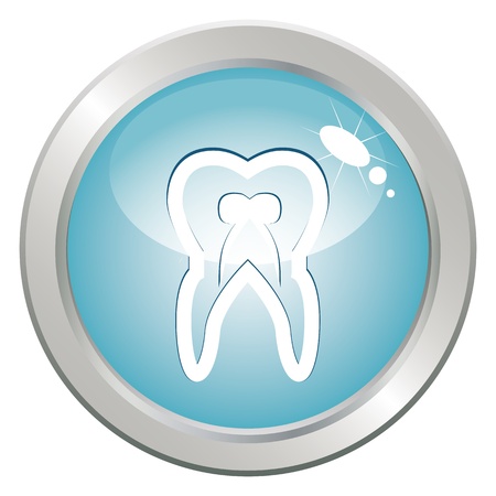 Stomatology button with tooth. Medical health care treatment のイラスト素材