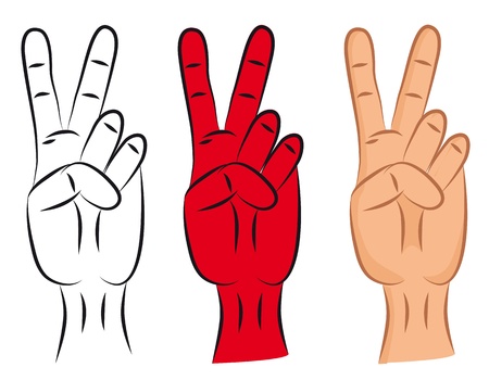 Hand - victory sign isolated on seamless background. Two finger.  のイラスト素材