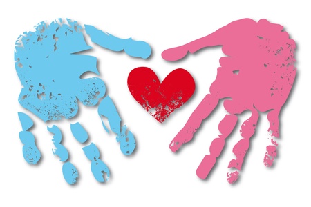 Print of hand and heart of man and woman couple のイラスト素材