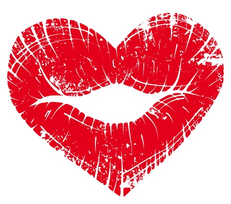 lip heart, print valentine kiss, romantic background. Design element.のイラスト素材