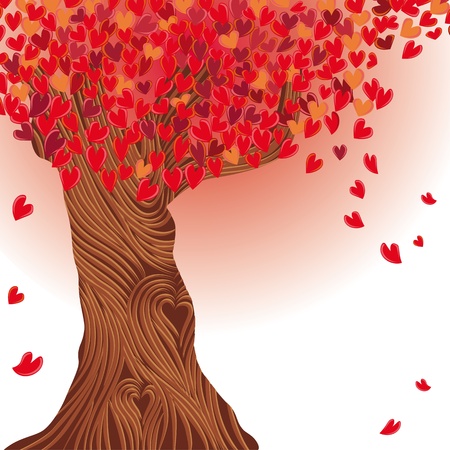 Valentine tree, heart. Love card. Wedding background.のイラスト素材