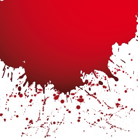 Red drop ink splatter, blood splash vector. Gloss brush paint spot, grunge blot, art blob, oil, abstract droplet. Splat, liquid illustration. Space for text.のイラスト素材