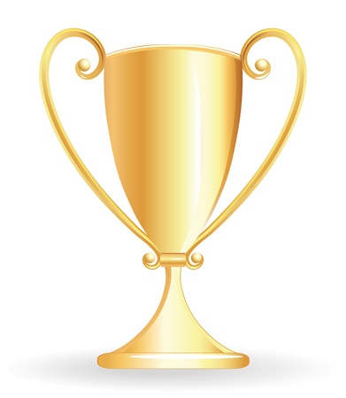 Champion cup for football, gold goblet, sport prize. Vector illustration.のイラスト素材
