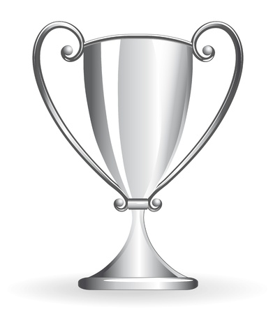 Champion cup for football, silver goblet, sport prize. Vector illustration.のイラスト素材