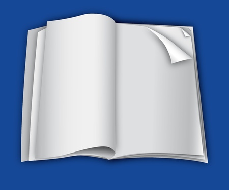 Magazine book  page template for design layout. Vector blank page template for design layout. Vector illustration on blue background eps10.のイラスト素材