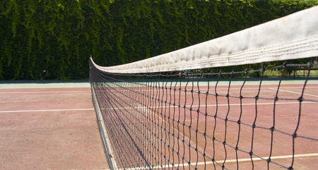 Tennis sport court with net. Field for training or competition game.