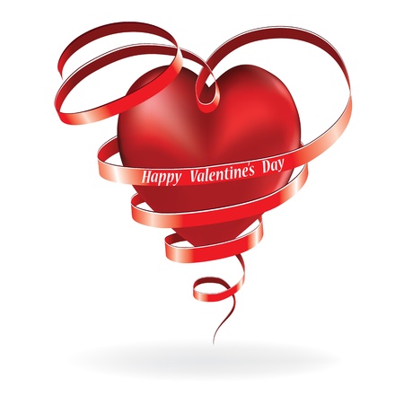 Heart love card, valentine day, background with ribbonのイラスト素材