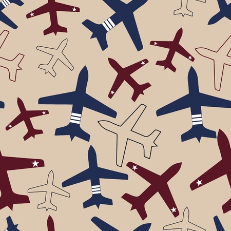 Aircraft, airplane, plane flying vector seamless travel transport background . Design element. wing of Airliner, jet.のイラスト素材