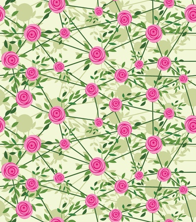 Seamless net flower background with rose and leaves, element for design, vector illustration.のイラスト素材