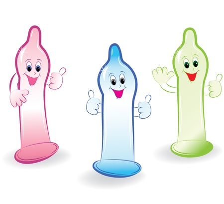 Condom sketch smile set   Health care safe medicine characters vector color illustration isolated on a white background のイラスト素材