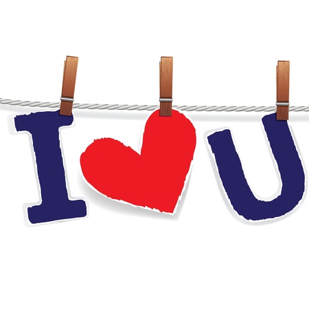 Love valentine heart on rope  Passion object letter symbol  Vector background  Element for design のイラスト素材