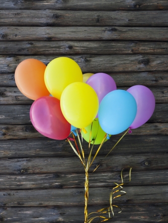 Balloon on wood background. の写真素材