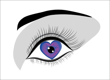 Woman eye with love heart icon  Valentine day background  Vector sketch illustration  Cute element for design のイラスト素材