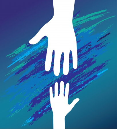 Hand of the child in father encouragement help  Support moral のイラスト素材
