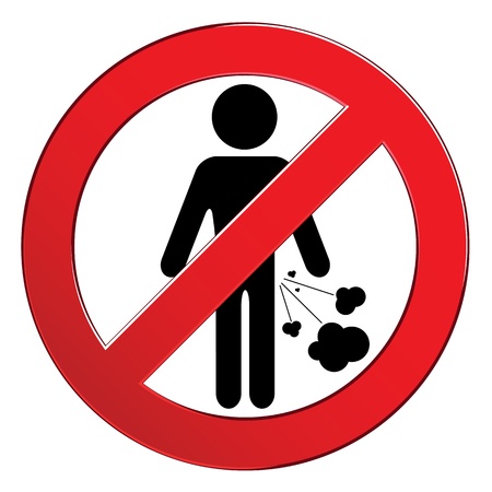 Forbid farting people sign circle. Prohibited red symbol isolated illustration.のイラスト素材