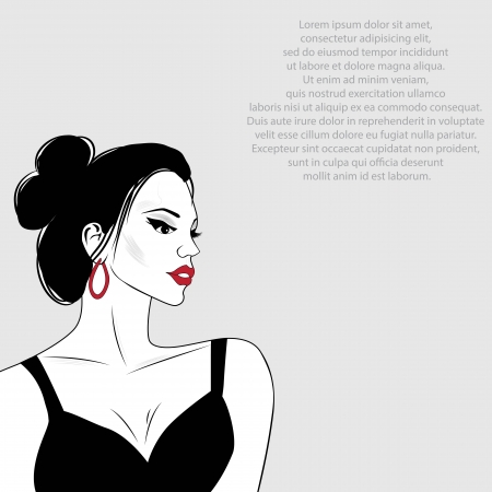 Beauty girl face sketch, woman face portrait  Hair wave のイラスト素材