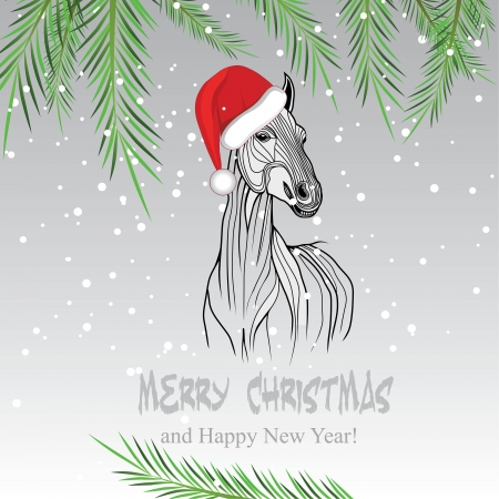 Horse merry Christmas card 2014 year chinese symbol illustration image tattoo design のイラスト素材