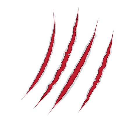 Claws scratch on paper Vector damage illustration のイラスト素材