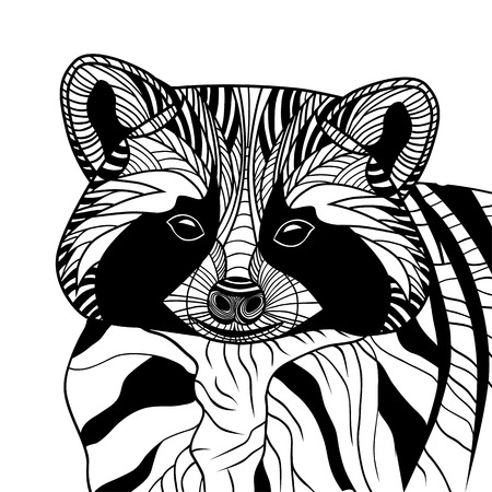 Racoon or coon head vector animal illustration for t-shirt  Sketch tattoo design のイラスト素材