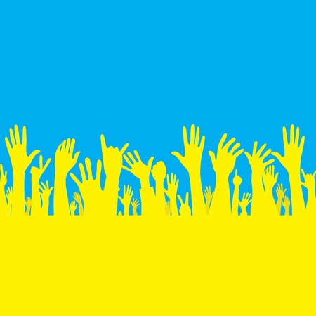 hand with Ukraine flag illustrationのイラスト素材