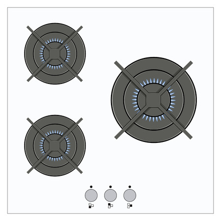 Gas burning from a kitchen gas stoveのイラスト素材