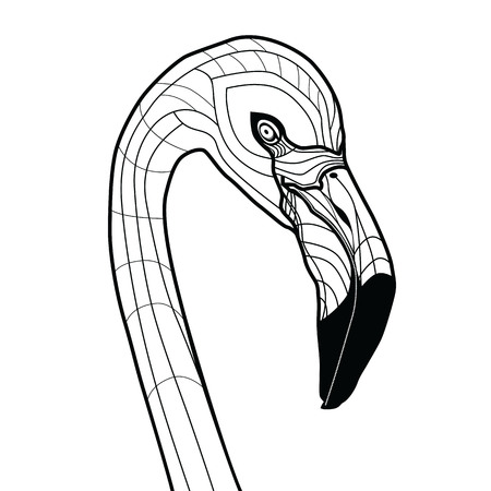 Bird head flamingo tattoo vector illustration isolated on white background sketch design for T-shirtsのイラスト素材