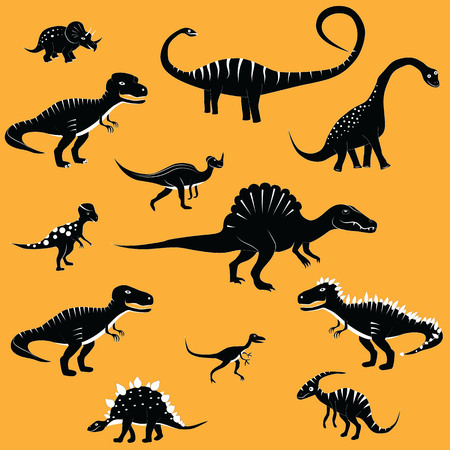 Dinosaur cartoon collection set vector illustration. comic tyrannosaurus fantasy.のイラスト素材